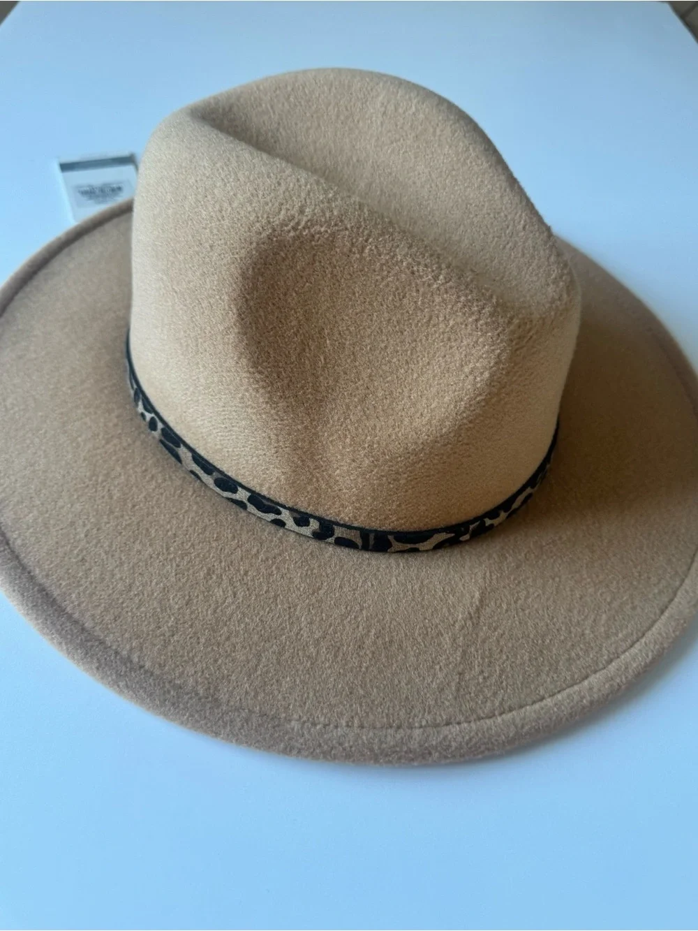 Mud Pie Leopard Band Fedora Hat Tan Camel NWT
